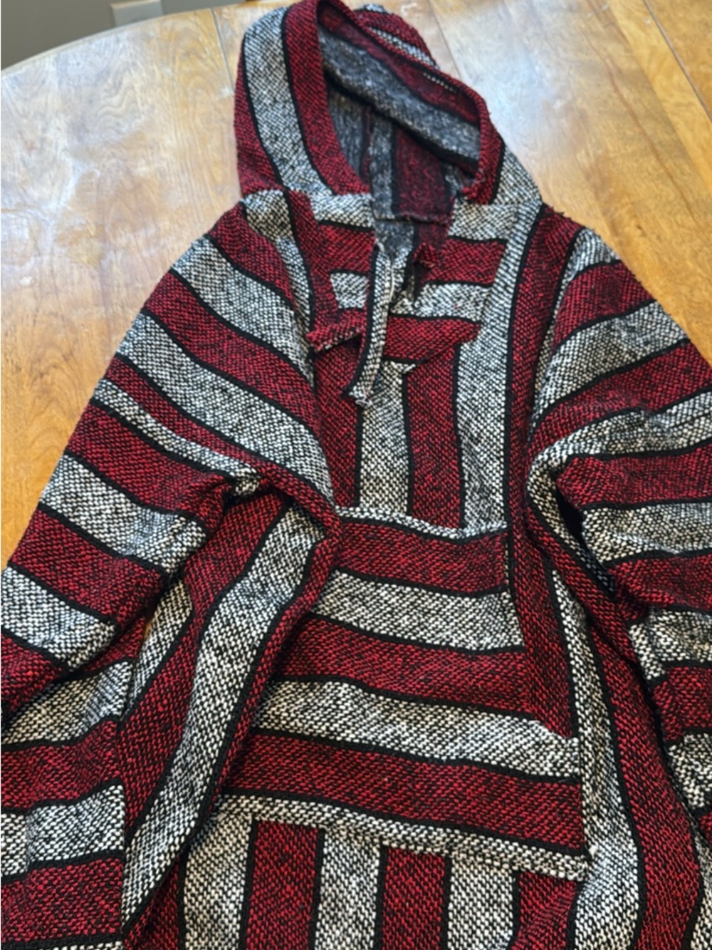 Red and Black Striped Baja Hoodie